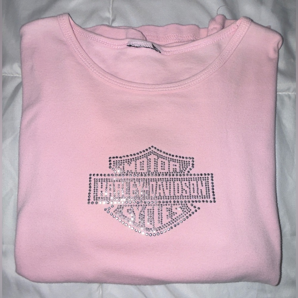 Harley-Davidson Pink T-Shirt with Silver Bling logo. - Picture 3 of 6
